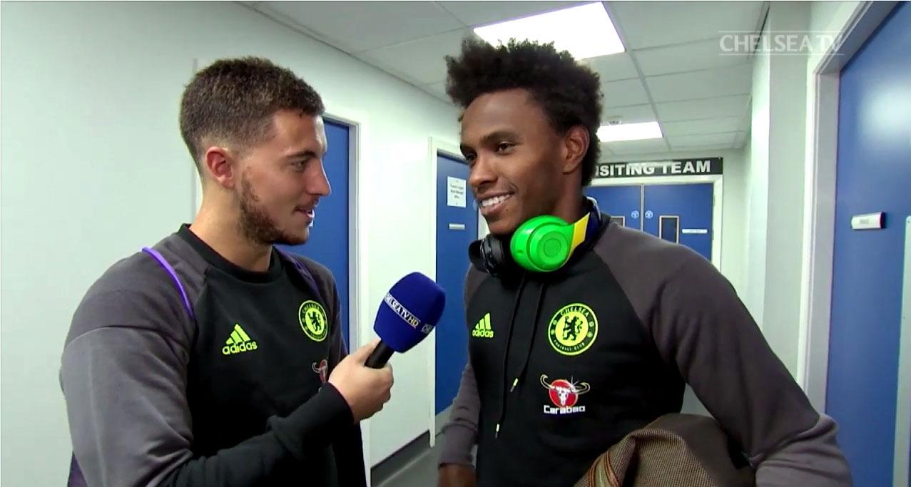 Eden Hazard dan Willian, dua pemain bintang Chelsea. - INDOSPORT